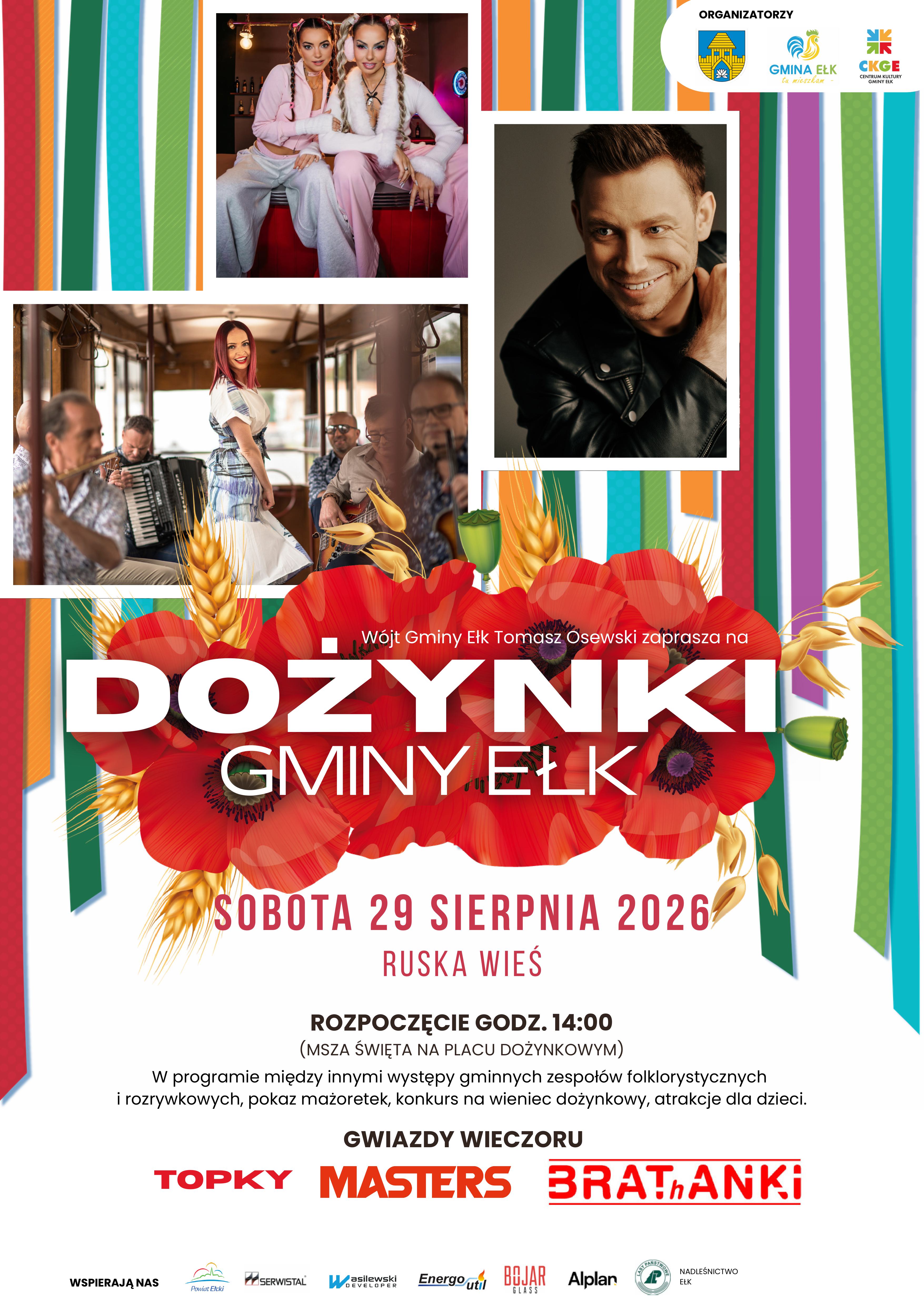 plakat informacyjny o&nbsp;dożynkach gminy ełk 2026